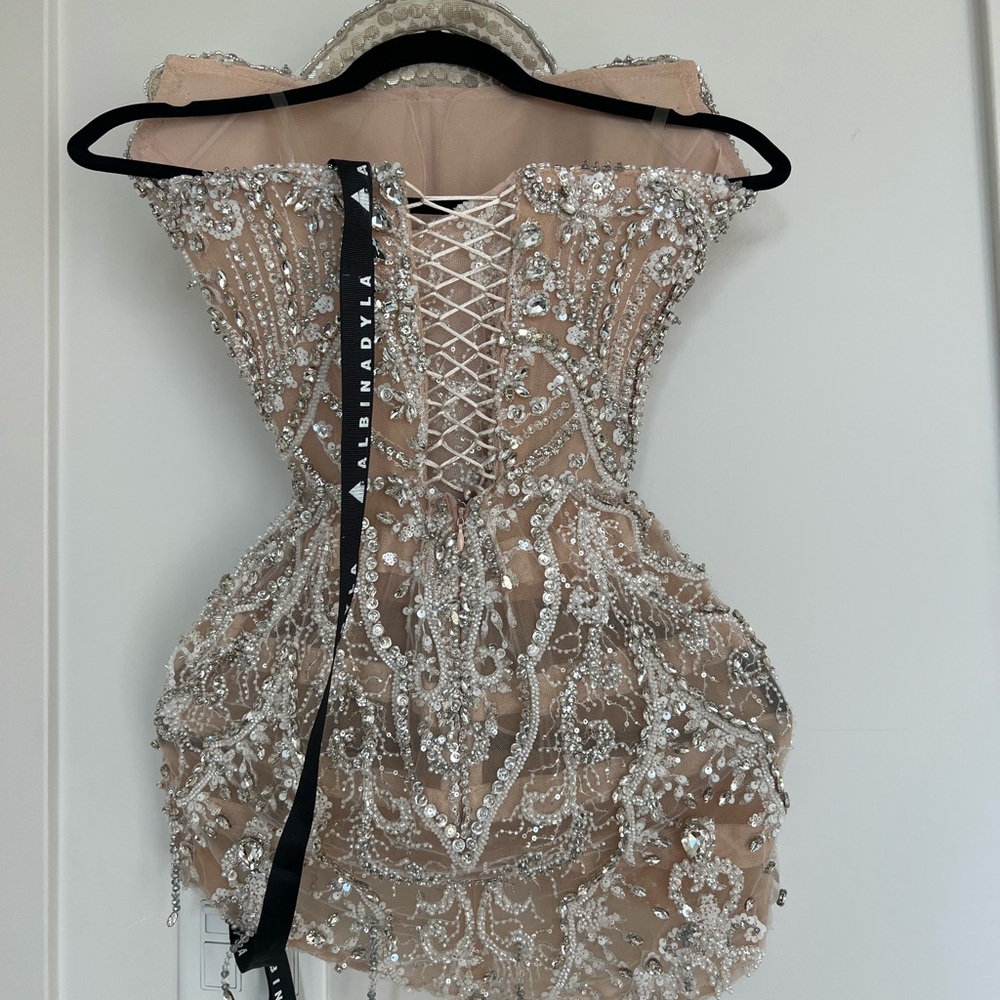 Albina Dyla Strapless Mini Reception Wedding Dress - Picture 7 of 11